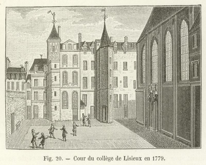 Nádvoří koleje v Lisieux v roce 1779 od French School