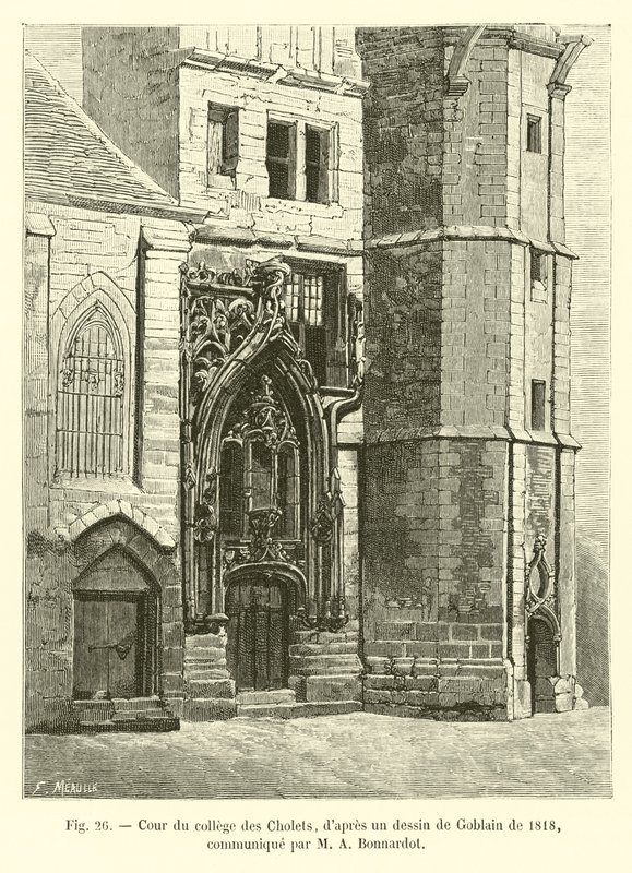 Nádvoří koleje Cholets, po kresbě Gobelínem z roku 1818, sdělené M A Bonnardotem od French School