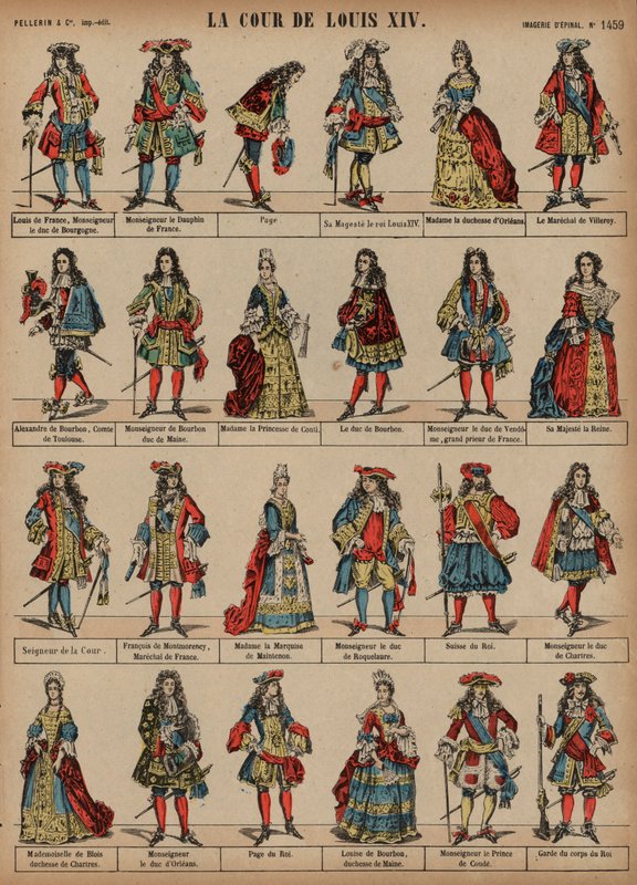 Dvůr francouzského krále Ludvíka XIV. (barevná rytina) od French School