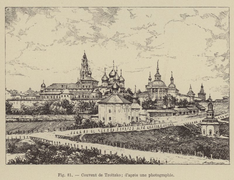 Klášter Troitzko (rytina) od French School
