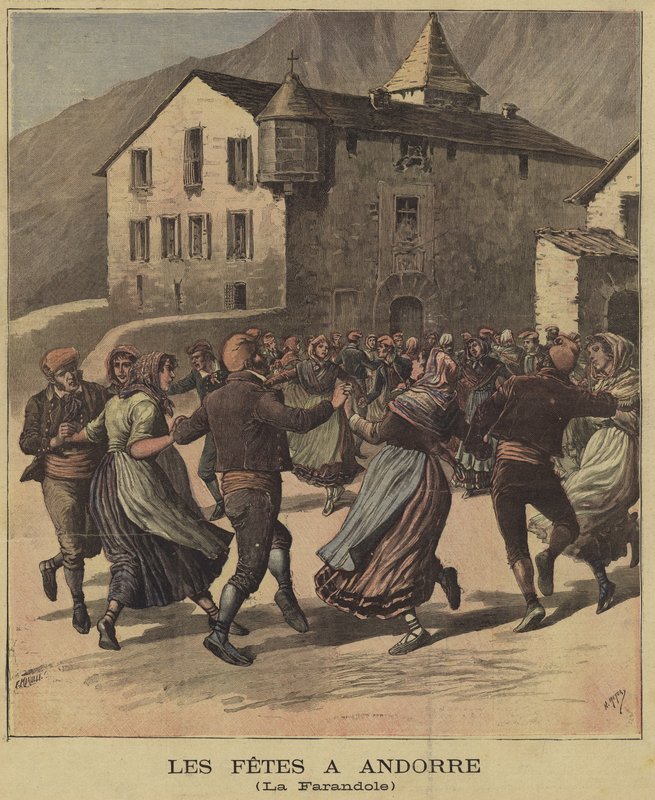Tanec během slavností v Andoře od French School