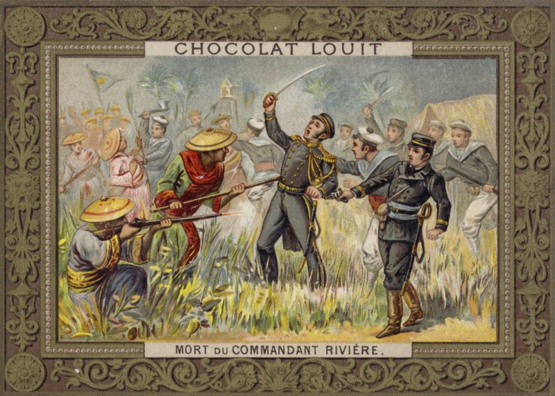 Smrt Henri Riviere, francouzský námořní důstojník, Tonkin, 1883 od French School