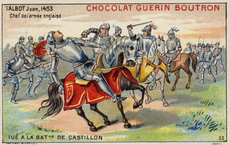 Smrt Johna Talbota v bitvě u Castillonu (chromolitho) od French School