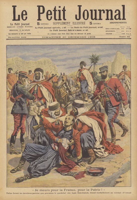 Smrt francouzského koloniálního vojáka (barva litho) od French School