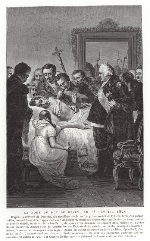Smrt vévody z Berry, 13. února 1820 od French School