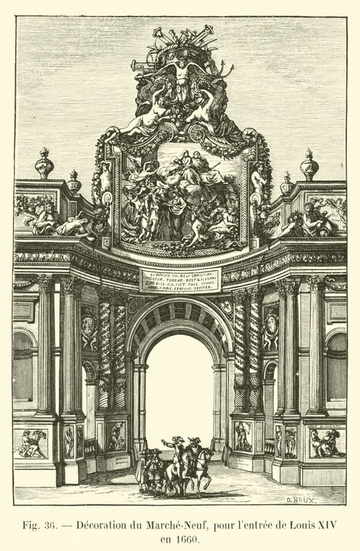 Dekorace Marche-Neuf, pro vstup Ludvíka XIV v roce 1660 od French School