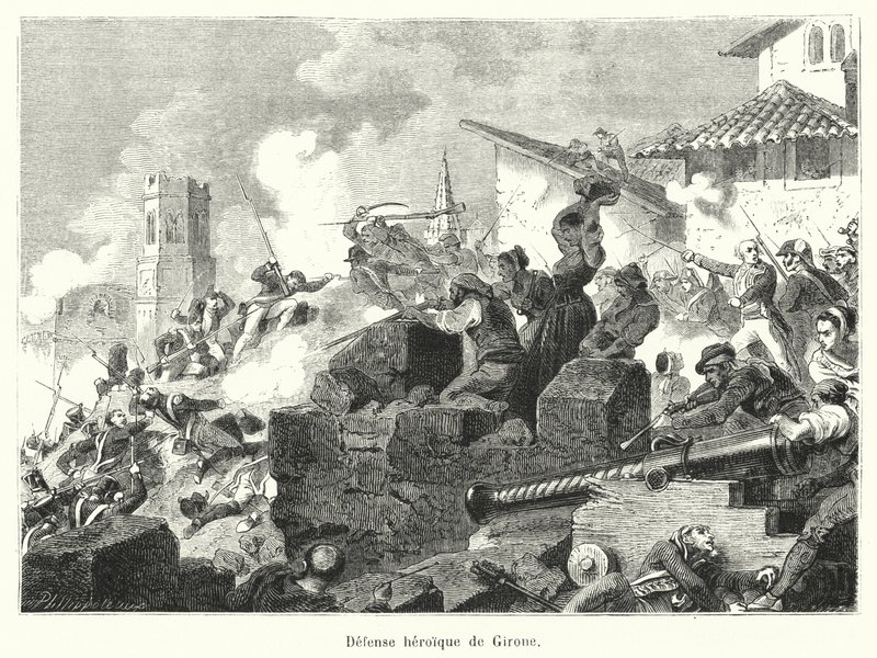 Obrana heroic de Girone (rytina) od French School