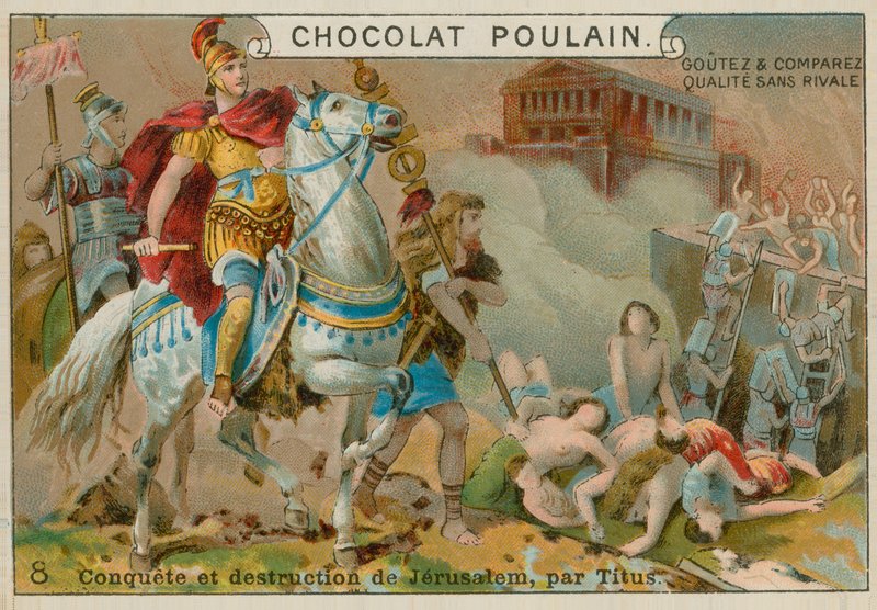 Zničení Jeruzaléma Titem, vizitka Chocolat Poulain od French School