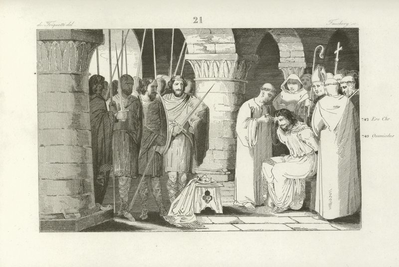 Sesazení z trůnu Childerica III., krále Franků, 752 od French School