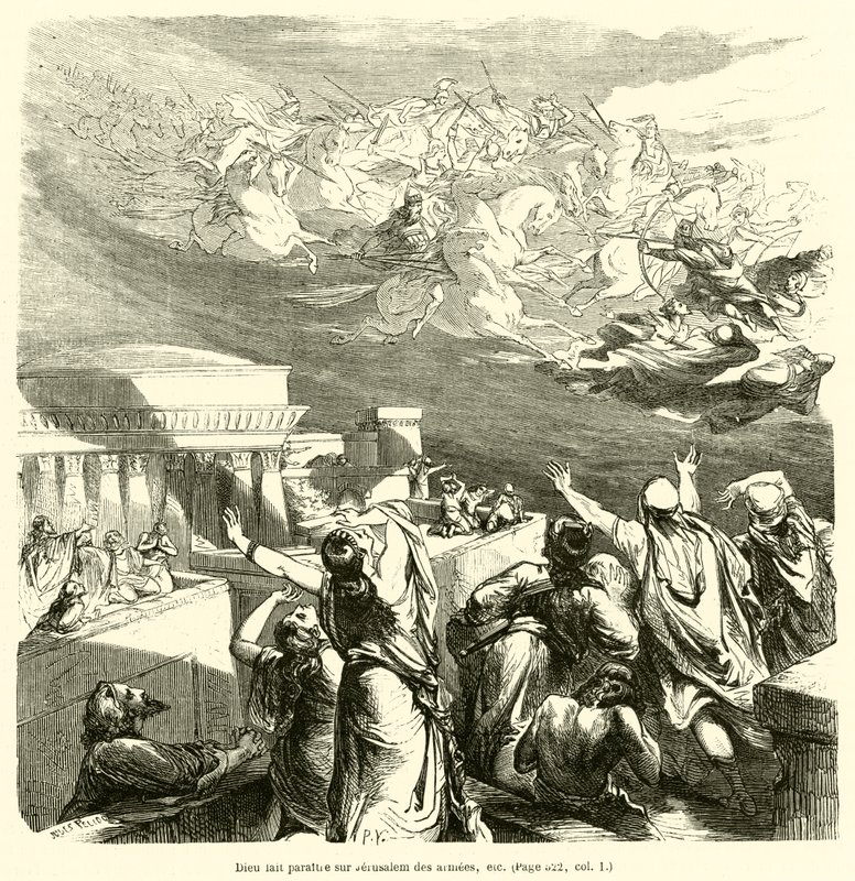 Dieu fait paraitre sur Jerusalem des armees, etc (engraving) od French School