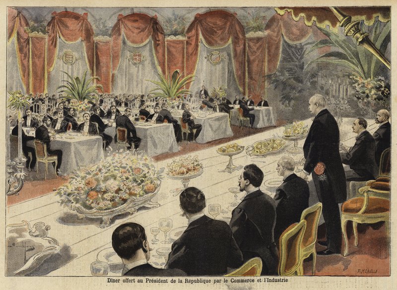 Večeře pro vůdce francouzského obchodu a průmyslu na pařížské burze, 1897 od French School