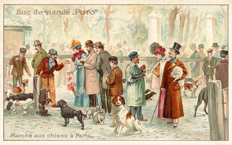 Psí trh, Paříž (chromolitho) od French School