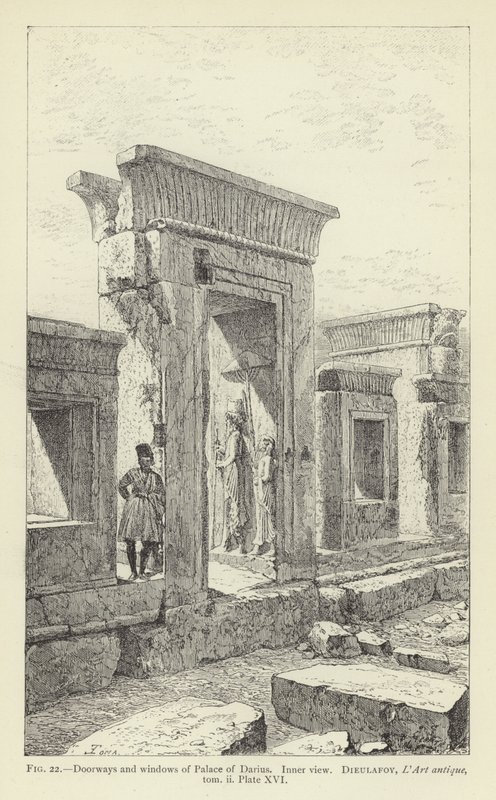 Dveře a okna paláce Darius, vnitřní pohled od French School