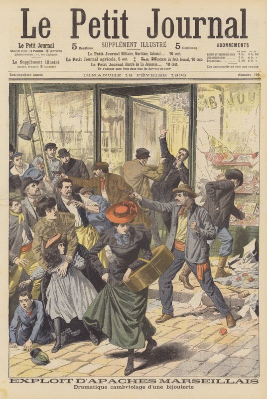 Dramatická loupež klenotnictví v Marseilles (barevné lito) od French School