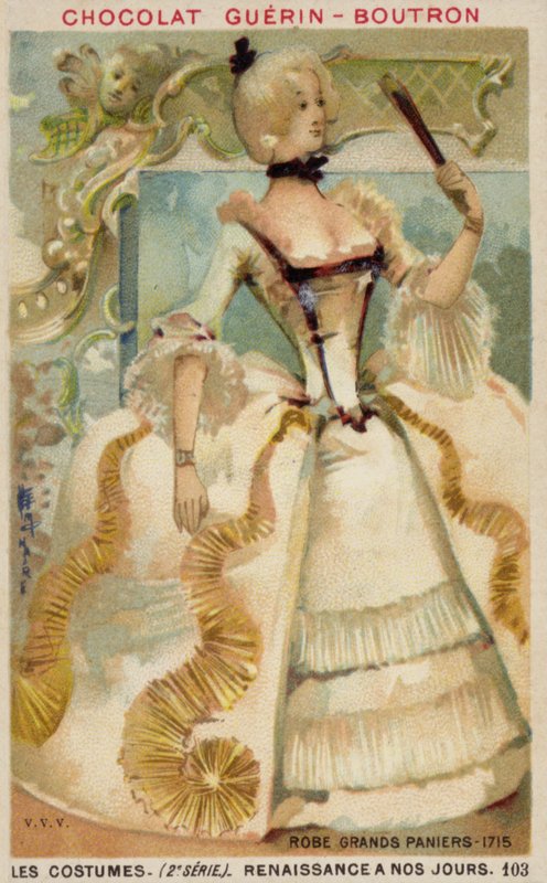Šaty s velkými brašnami, 1715 od French School