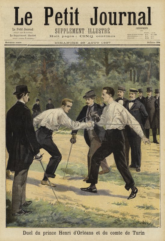 Duel mezi princem Henrim Orleánským a hrabětem z Turína, Vaucresson, Francie, 1897 od French School