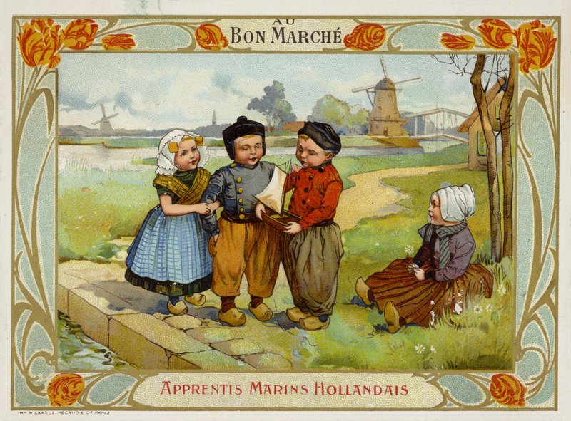 Holandské děti při pohledu na plachetnici od French School