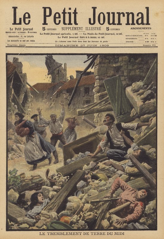Zemětřesení v oblasti Midi ve Francii (barva litho) od French School