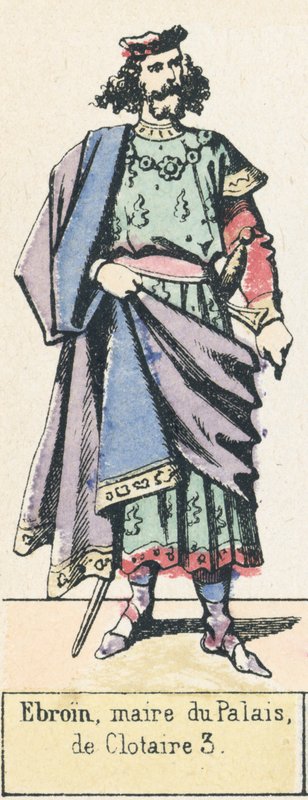 Ebroin, starosta paláce, z Clotaire 3 (barevná rytina) od French School