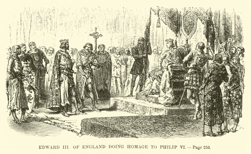 Anglický Edward III. vzdává hold Filipu VI od French School