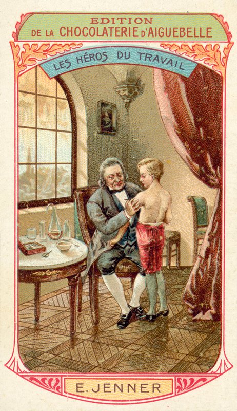 Edward Jenner, anglický lékař a vědec, který objevil vakcínu proti pravým neštovicím (chromolitho) od French School