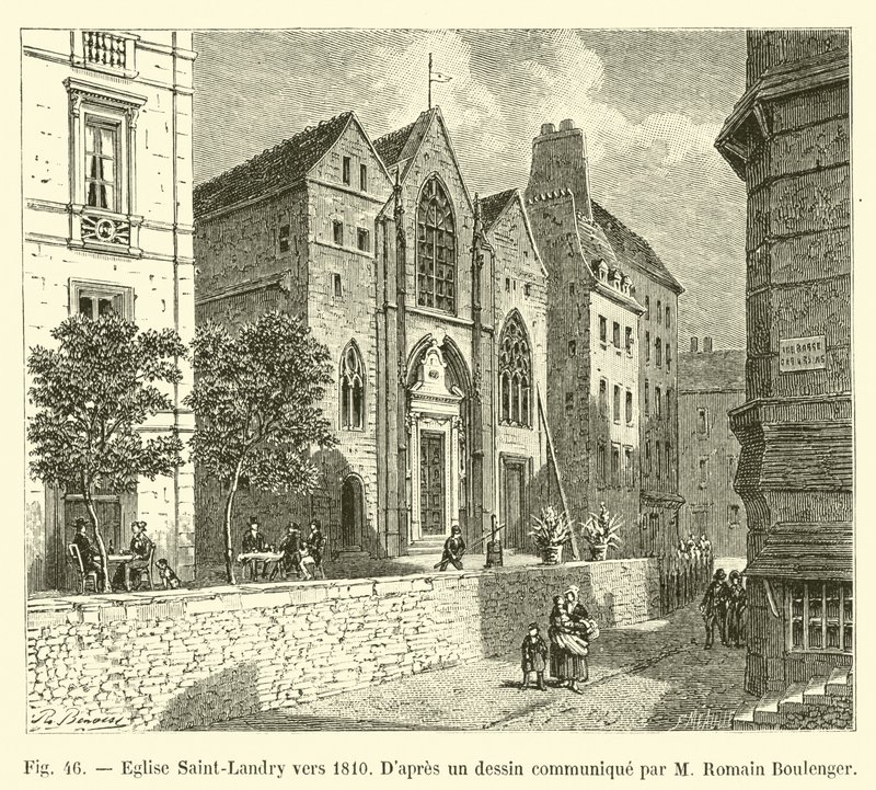 Kostel Saint-Landry kolem roku 1810, Podle kresby sdělené M Romainem Boulengerem od French School