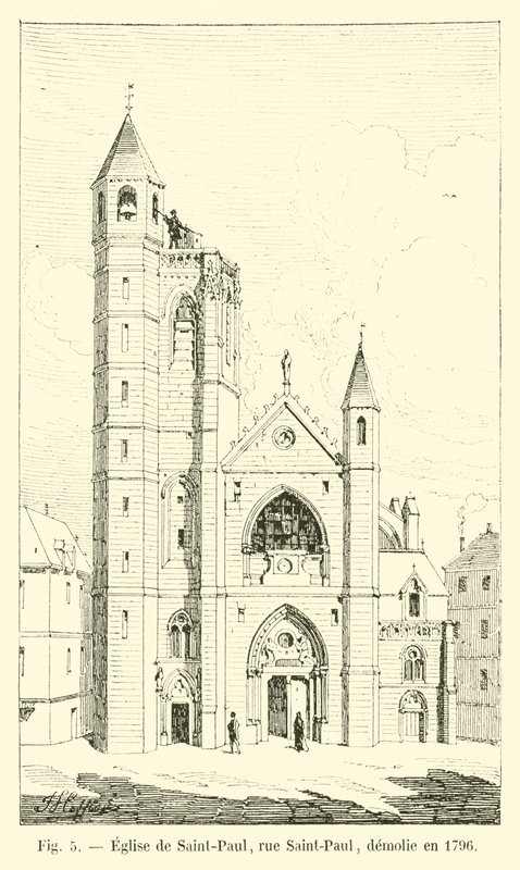Kostel Saint-Paul, rue Saint-Paul, zničen v roce 1796 od French School