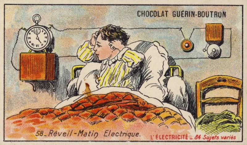 Elektrický budík (chromolitho) od French School
