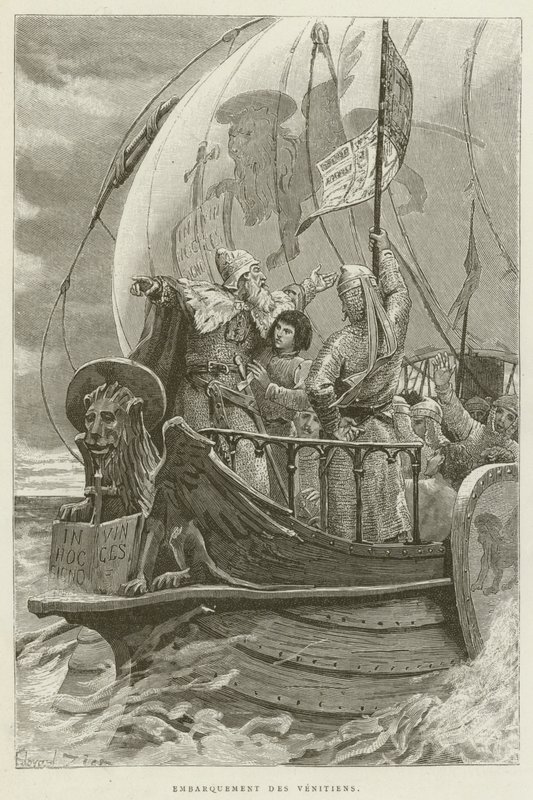 Boarding of the Venetians (rytina) od French School