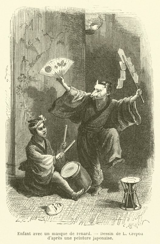 Dítě s maskou lišky (rytina) od French School