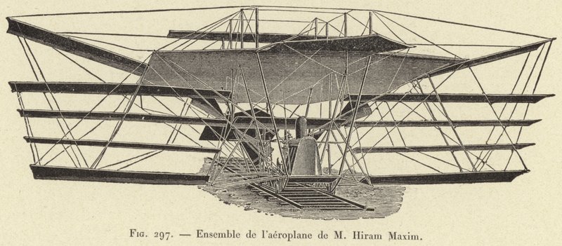 Sada letadla M Hirama Maxima (rytina) od French School