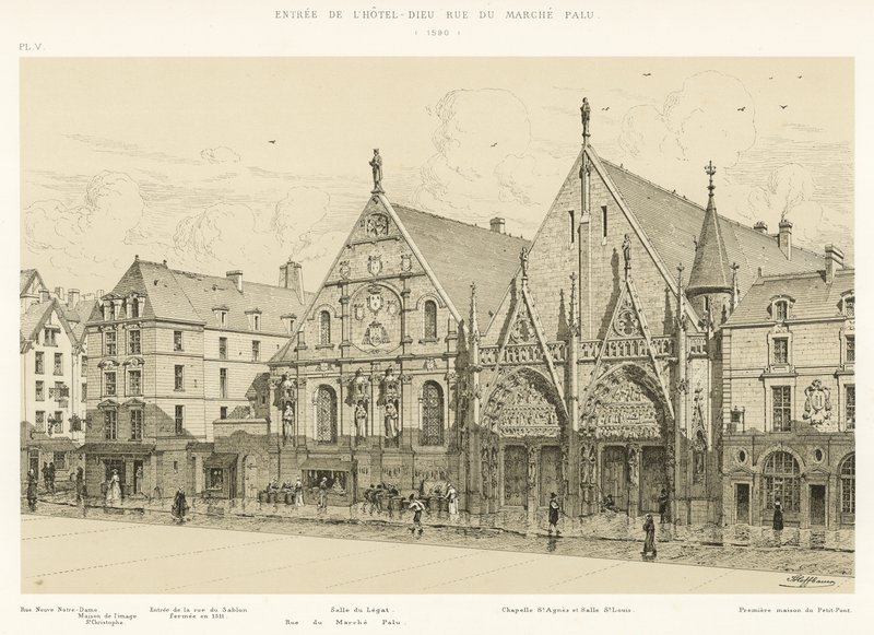 Vchod do Hotel-Dieu rue du Marche Palu, 1590 od French School