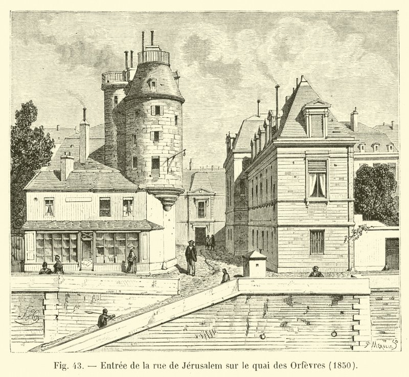 Vchod z Rue de Jerusalem na Quai des Orfevres, 1850 od French School