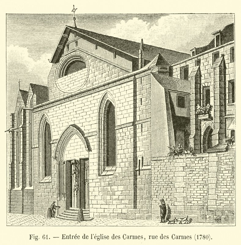 Vchod do karmelitánského kostela, rue des Carmes, 1780 od French School