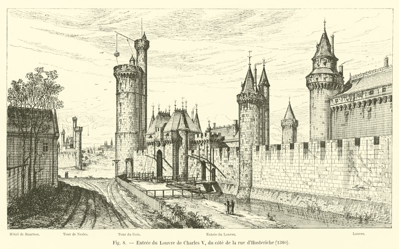 Vchod do Louvru Karla V. z rue dHosteriche, 1380 od French School