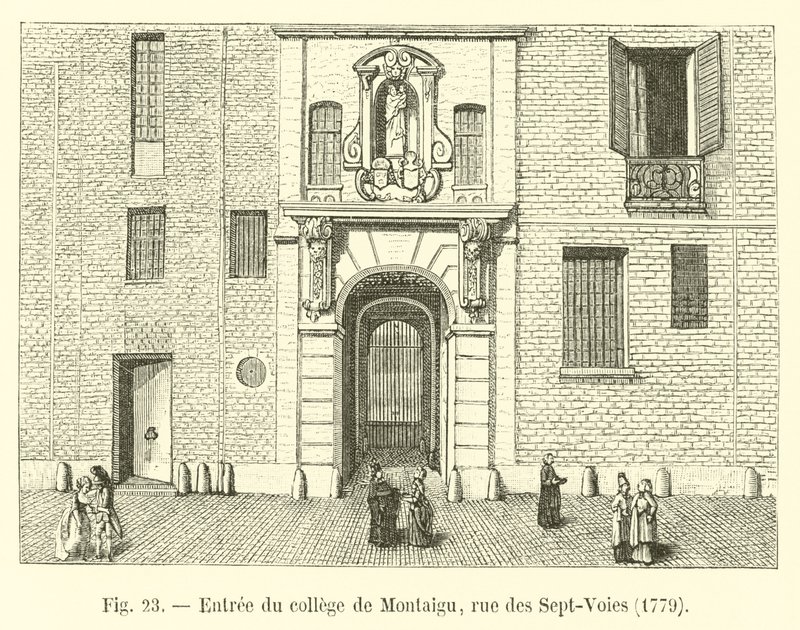 Vchod do vysoké školy Montaigu, rue des Sept-Voies, 1779 od French School