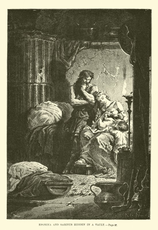 Eponina a Sabinus schovaní v trezoru od French School