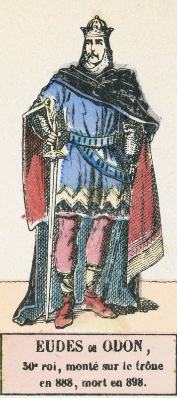 Eudes nebo Odo, 30. král, nastoupil na trůn v roce 888, zemřel v roce 898 (barevná rytina) od French School