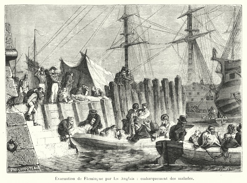 Evakuace de Flessingue par les Anglais, embarquement des malades od French School