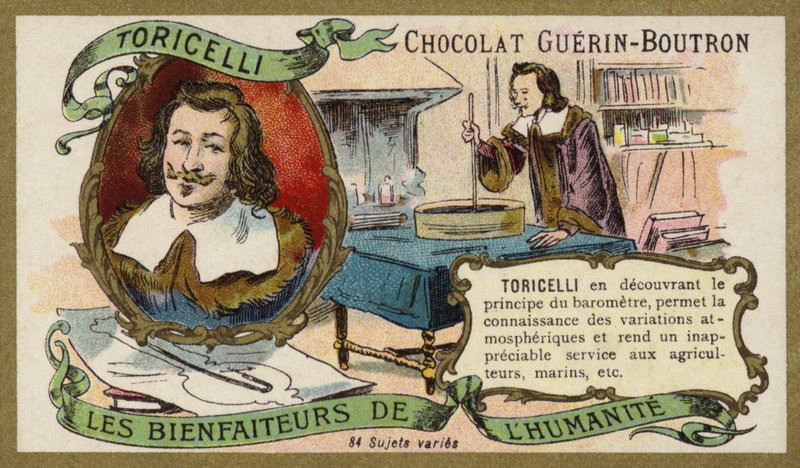 Evangelista Torricelli , italský fyzik a matematik (chromolitho) od French School