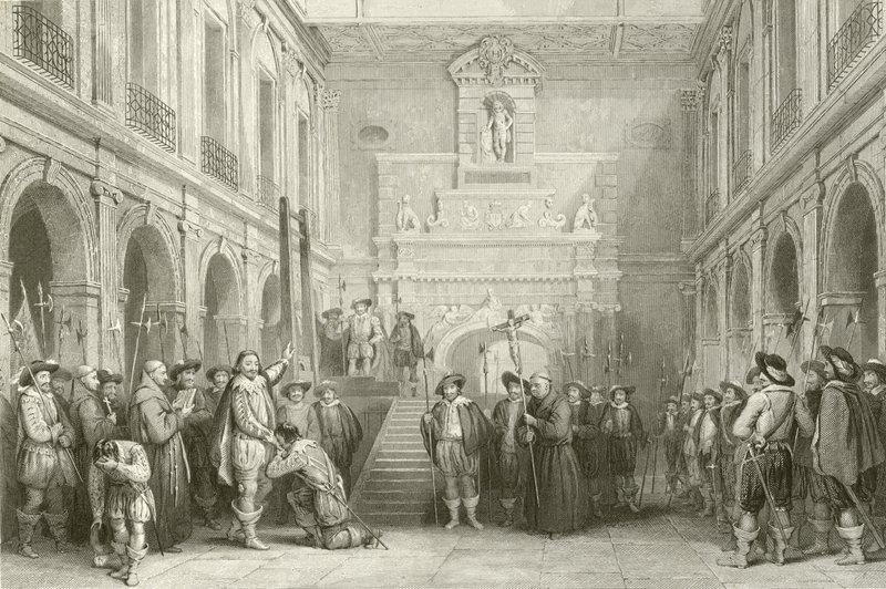 Poprava Montmorenci na dvoře Hotel de Ville, Toulouse, 30. října 1632 od French School