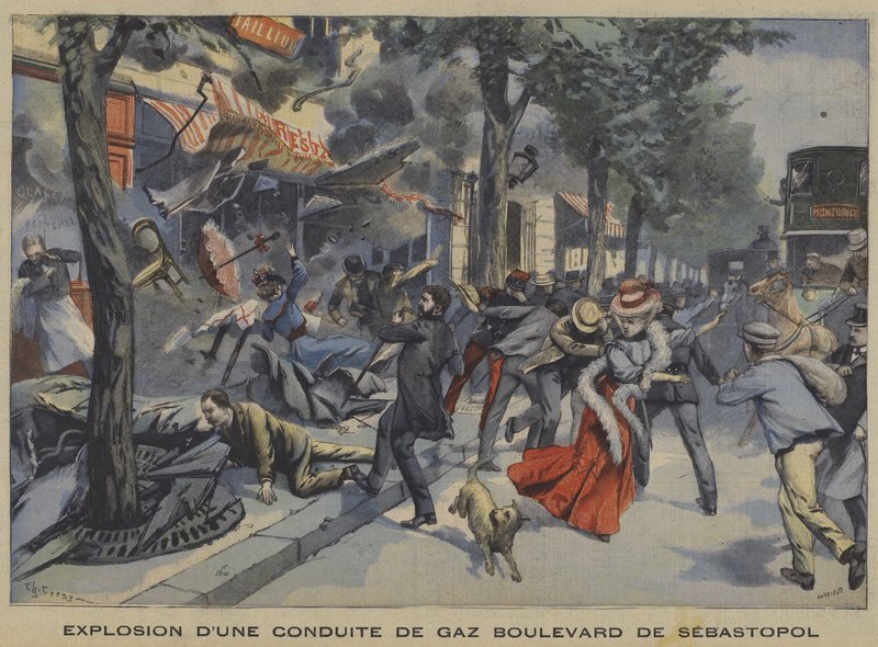 Výbuch plynovodu na Boulevard de Sebastopol v Paříži od French School