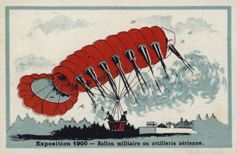 Expozice 1900 - vojenské balónové nebo letecké dělostřelectvo od French School