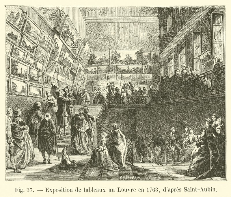 Výstava obrazů v Louvru v roce 1763, po Saint-Aubin od French School
