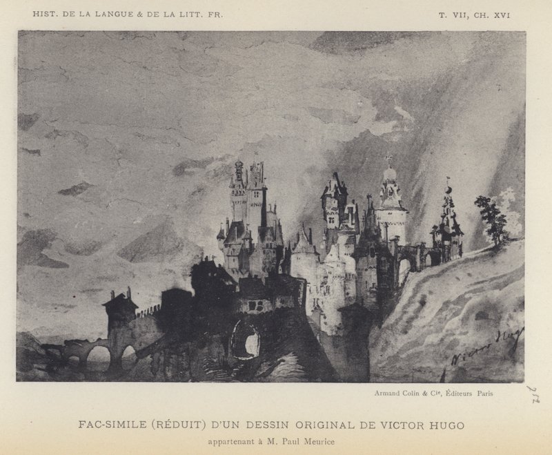 Faksimile (zmenšená) původní kresby Victora Huga (litho) od French School