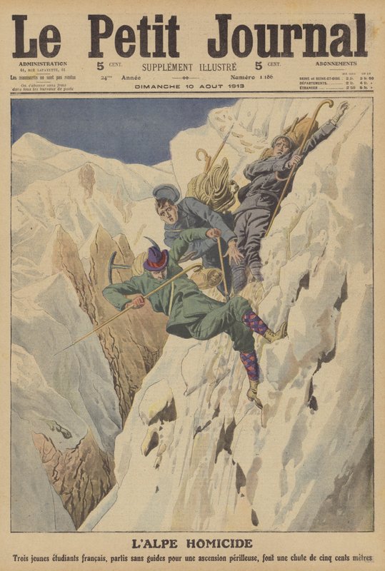 Smrtelná horolezecká nehoda ve švýcarských Alpách (barva litho) od French School