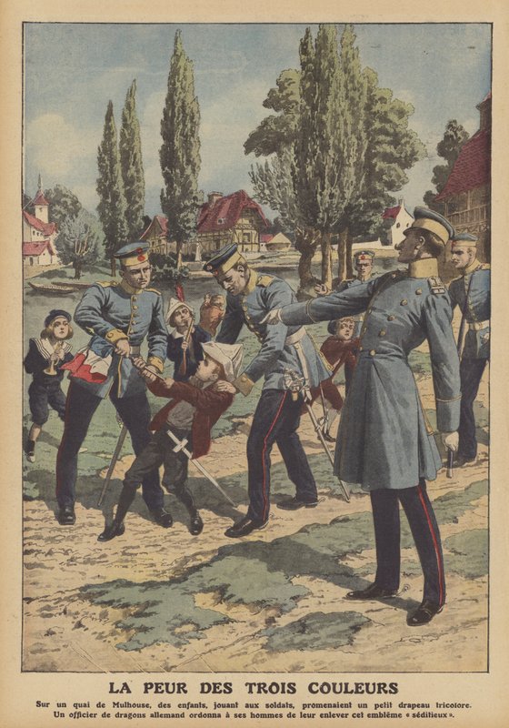 Strach z francouzské vlajky v Alsasku (barva litho) od French School