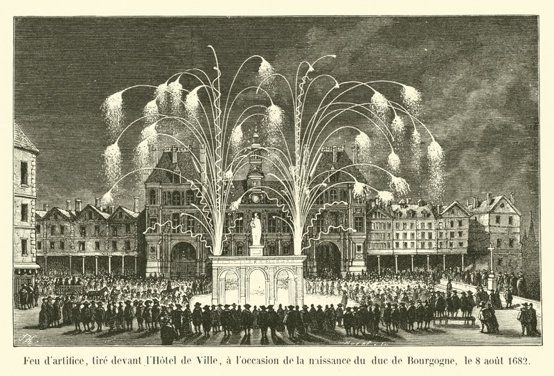 Ohňostroj odpálený před radnicí u příležitosti narození burgundského vévody, 8. srpna 1682 od French School