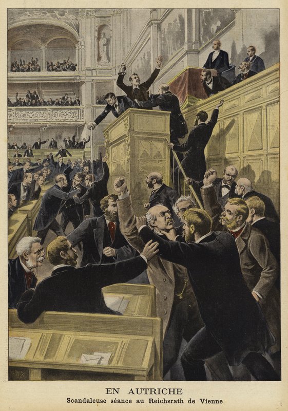 Boje v říšské radě, Vídeň, 1897 od French School