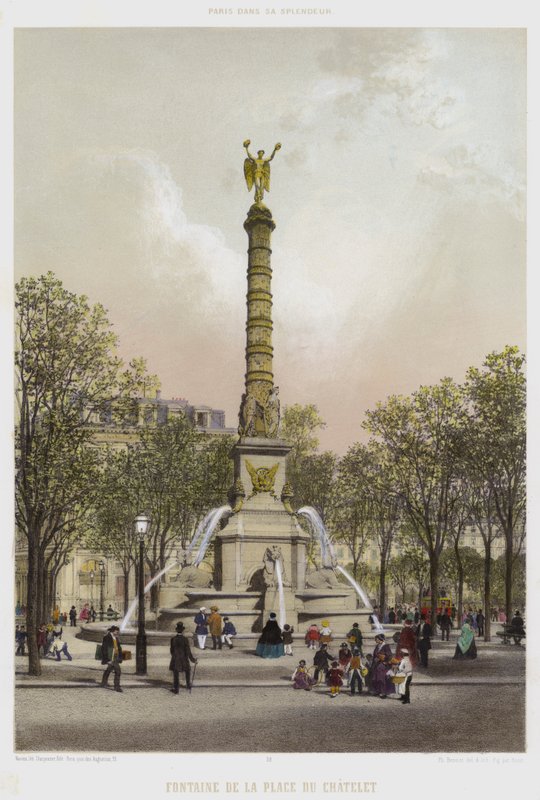 Fontána Place Du Chatelet (barevná lito) od French School